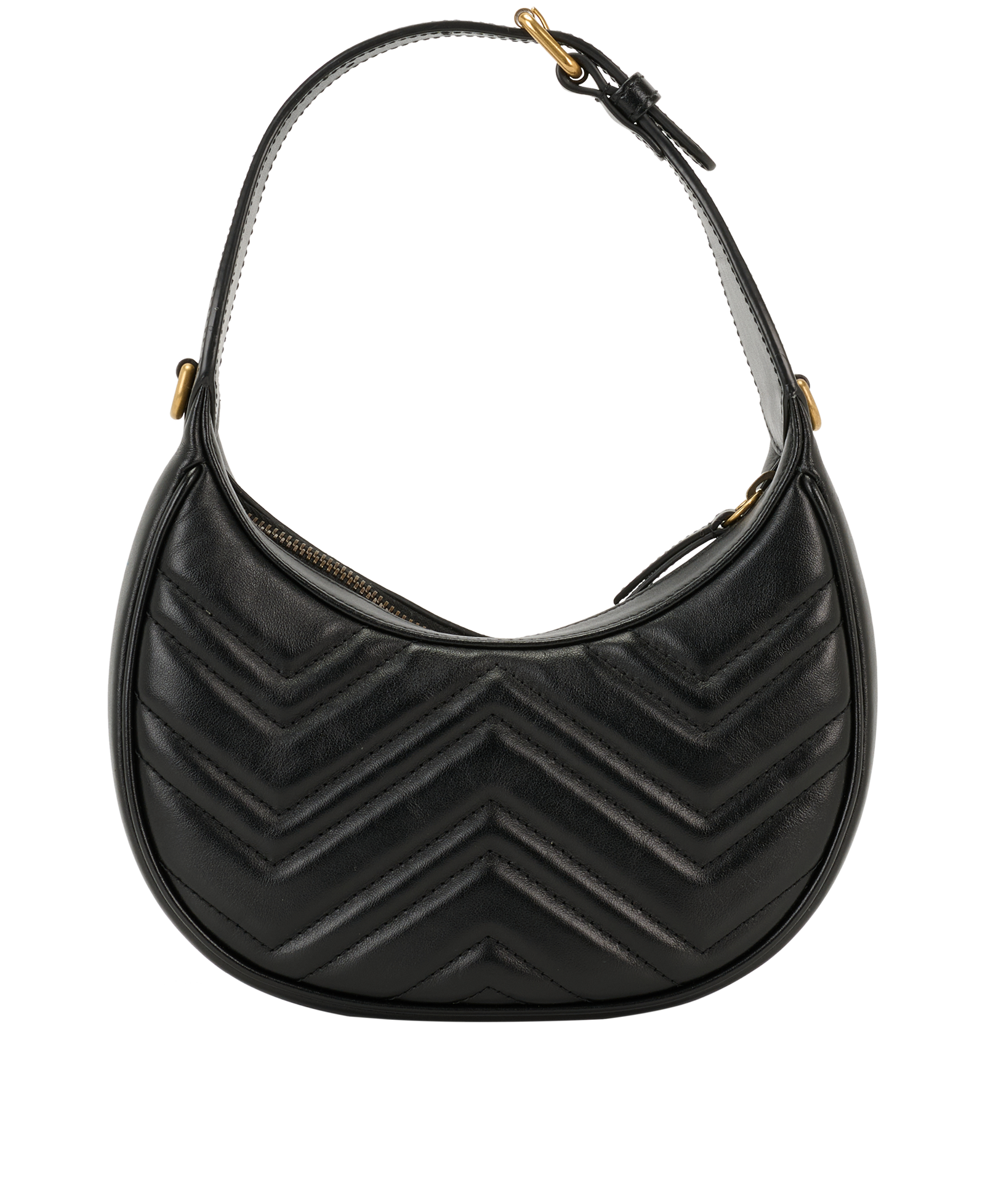 GG Marmont Half-moon Mini Bag, &pound;750, Handbags, Black, Leather, Back view
